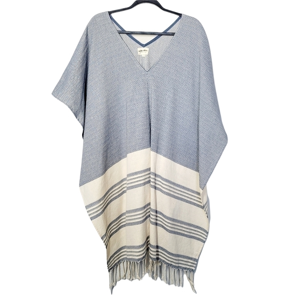 Tribe Alive Women's Blue True Poncho - Picture 3 of 9